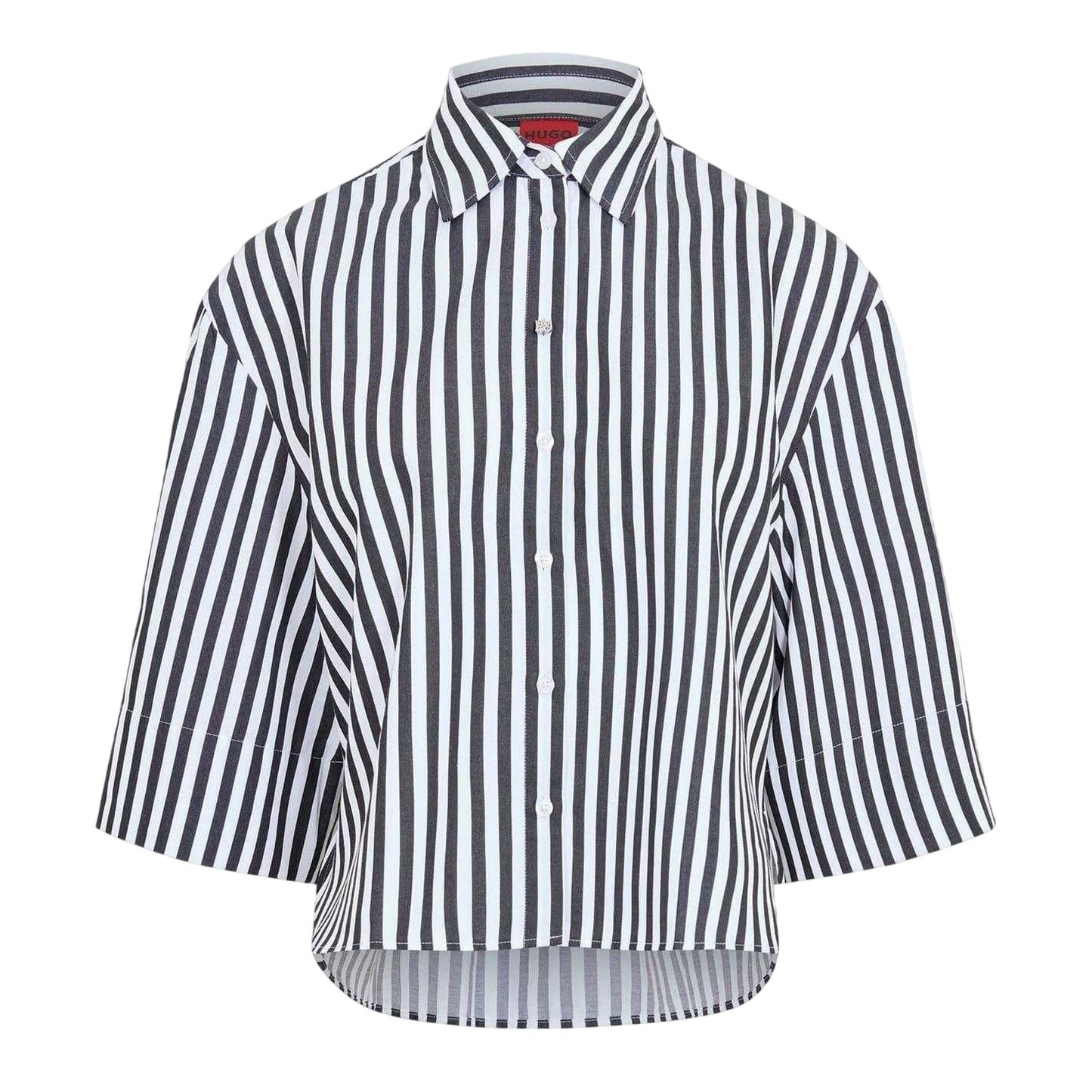 Brown - Front - Hugo Womens-Ladies Striped Drop Shoulder Boxy Shirt
