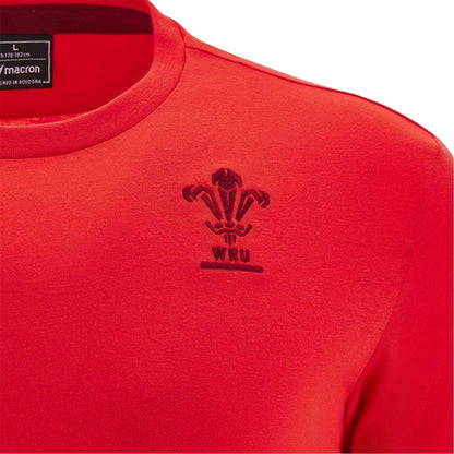 Red - Side - Wales Unisex Adult 2025 Macron Logo T-Shirt