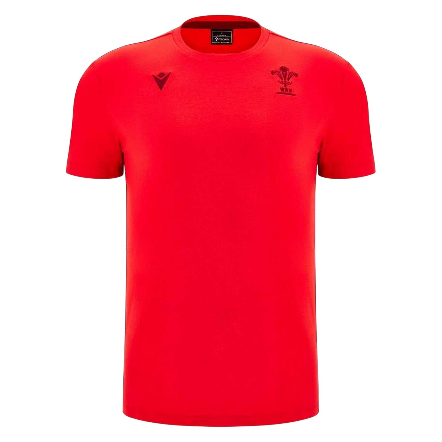 Red - Front - Wales Unisex Adult 2025 Macron Logo T-Shirt