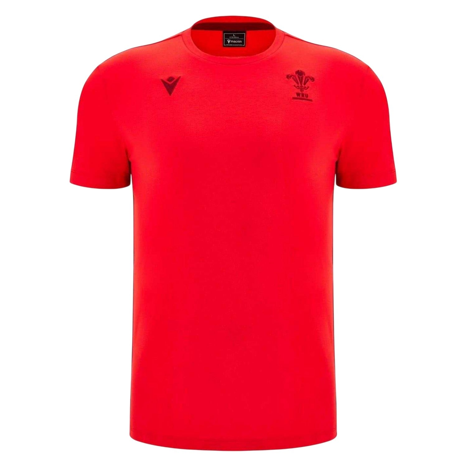 Red - Front - Wales Unisex Adult 2025 Macron Logo T-Shirt
