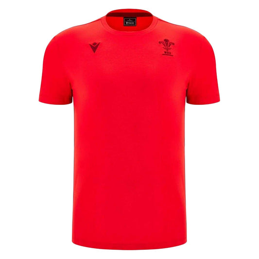Red - Front - Wales Unisex Adult 2025 Macron Logo T-Shirt