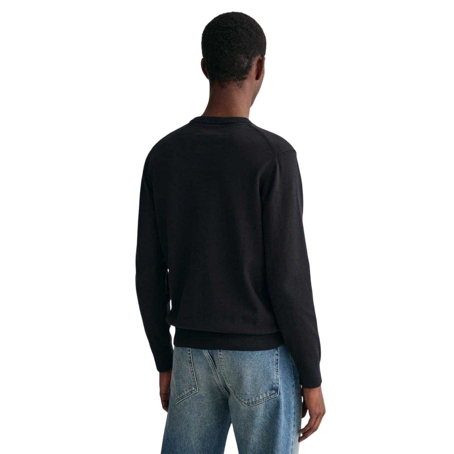 Black - Back - Gant Mens Cotton Crew Neck Jumper