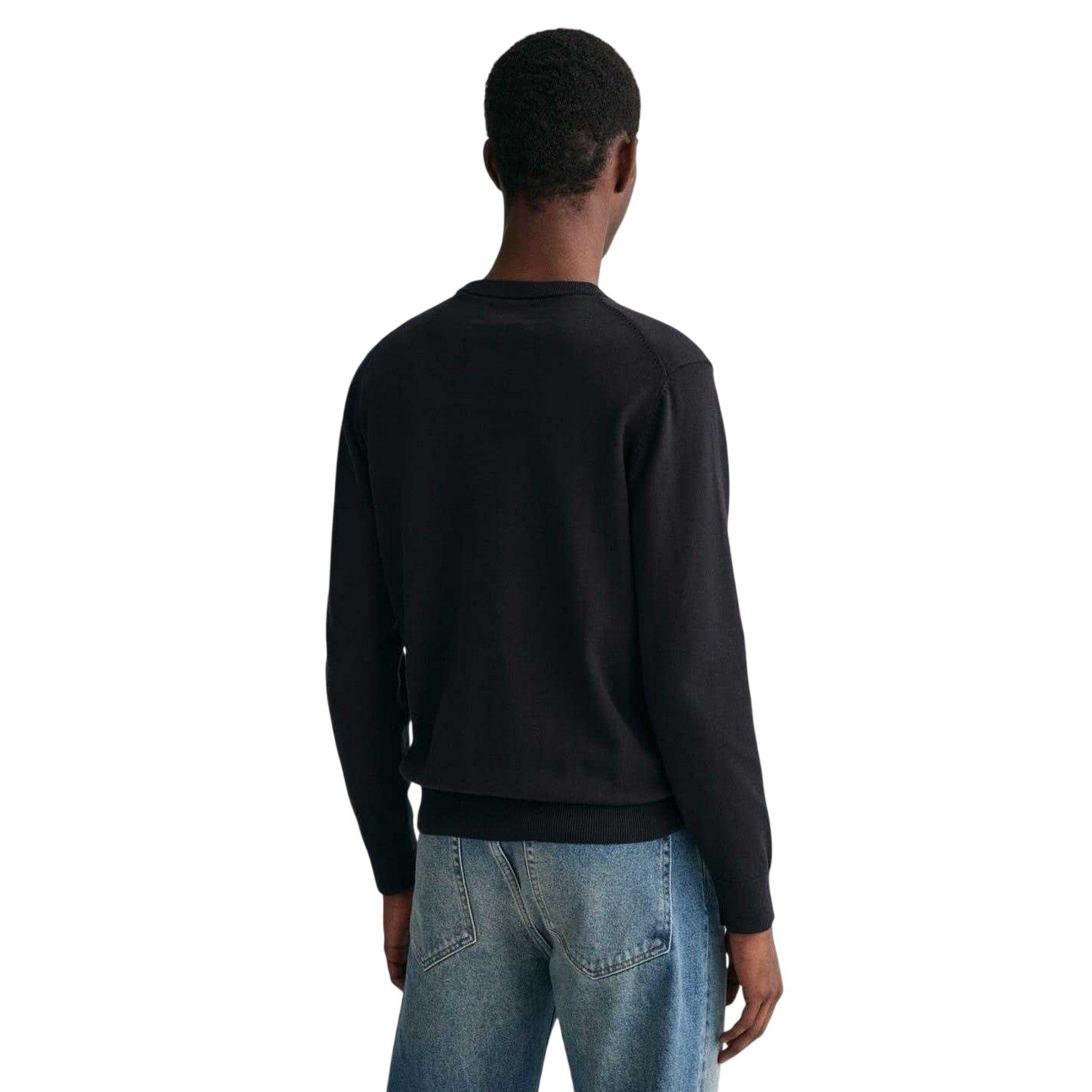 Black - Back - Gant Mens Cotton Crew Neck Jumper