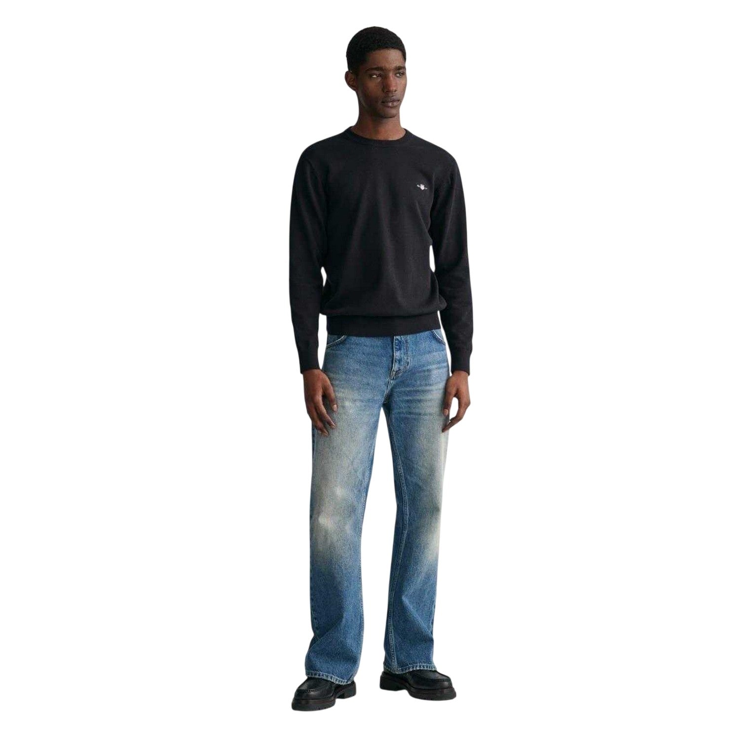 Black - Lifestyle - Gant Mens Cotton Crew Neck Jumper