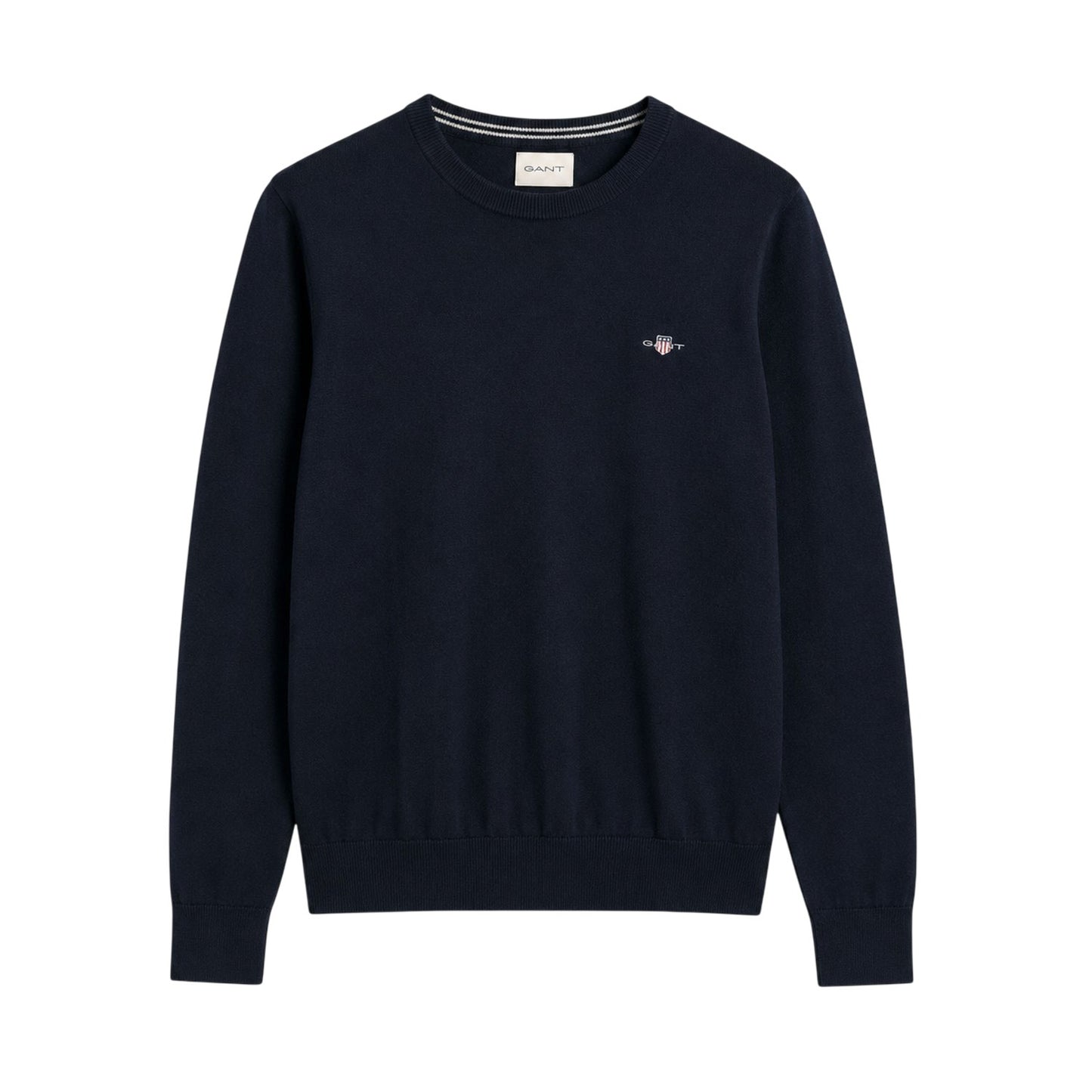 Evening Blue - Front - Gant Mens Cotton Crew Neck Jumper