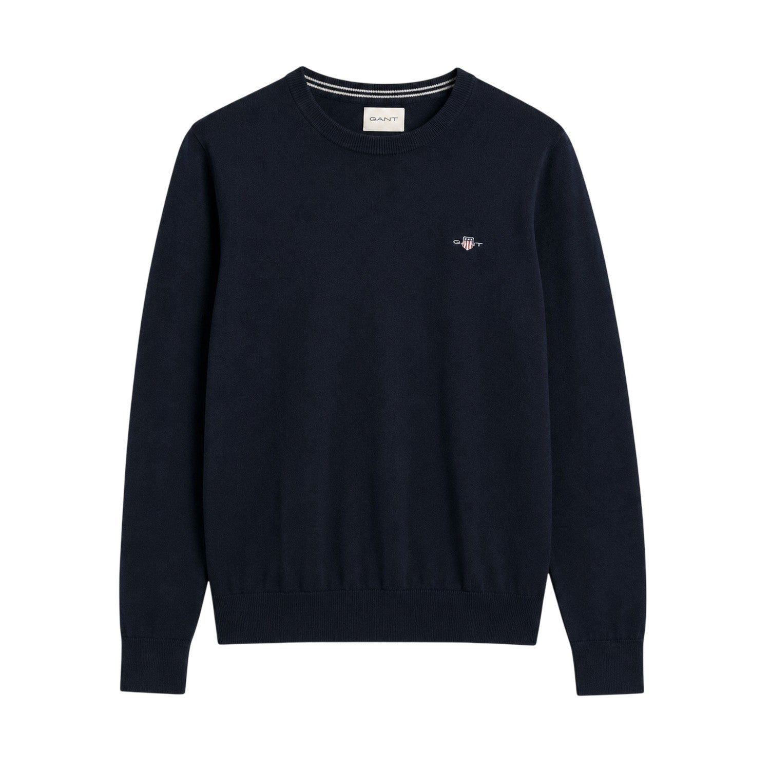Evening Blue - Front - Gant Mens Cotton Crew Neck Jumper