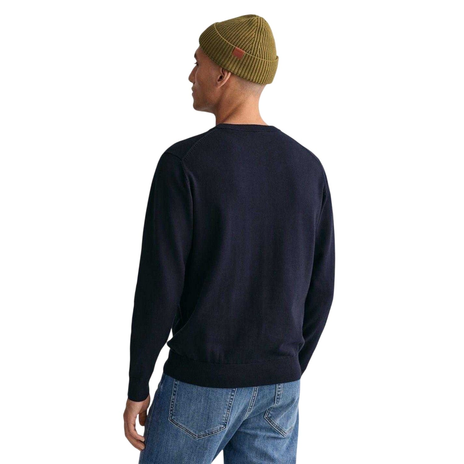 Evening Blue - Back - Gant Mens Cotton Crew Neck Jumper