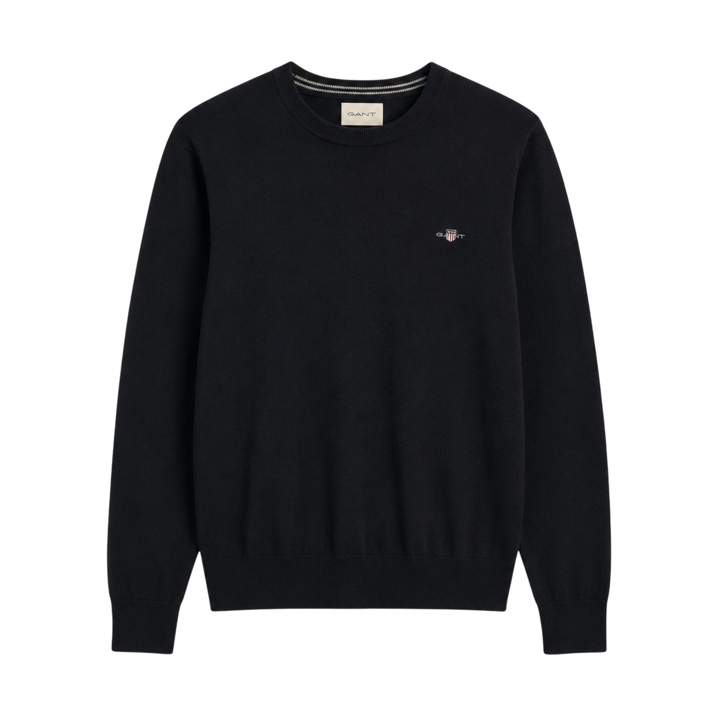 Black - Front - Gant Mens Cotton Crew Neck Jumper