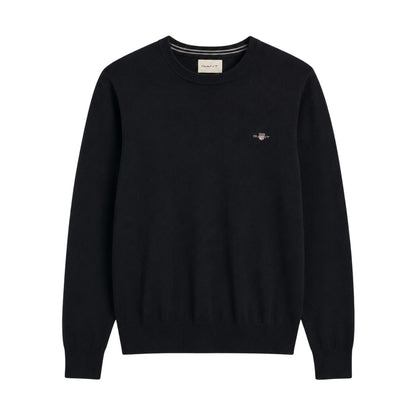 Black - Front - Gant Mens Cotton Crew Neck Jumper