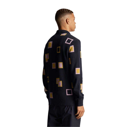 Dark Navy - Back - Lyle & Scott Mens Square Regular Casual Cardigan
