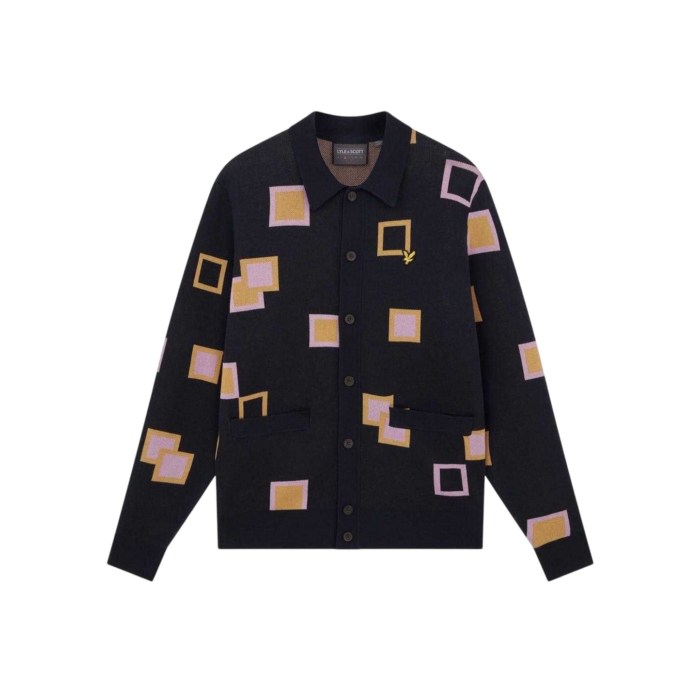 Dark Navy - Front - Lyle & Scott Mens Square Regular Casual Cardigan