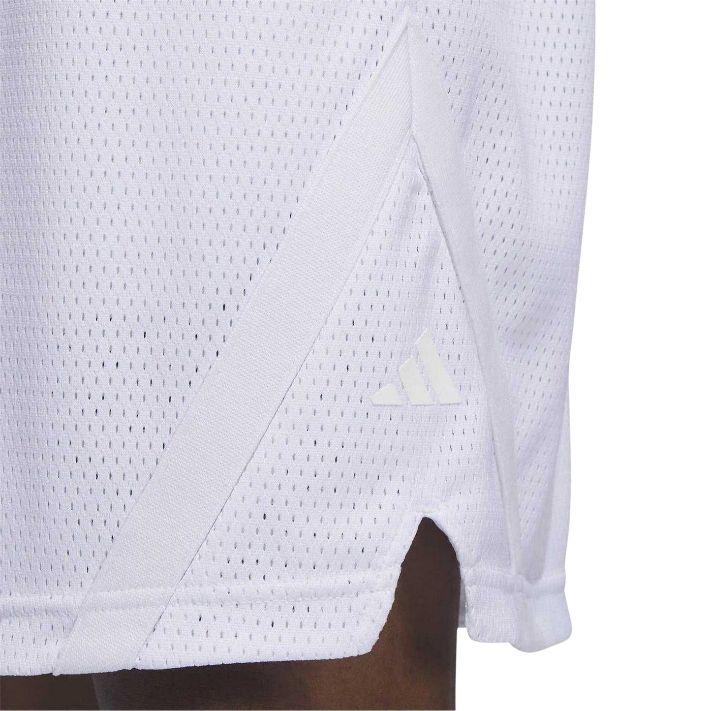 White - Side - Adidas Mens Mesh Basketball Shorts