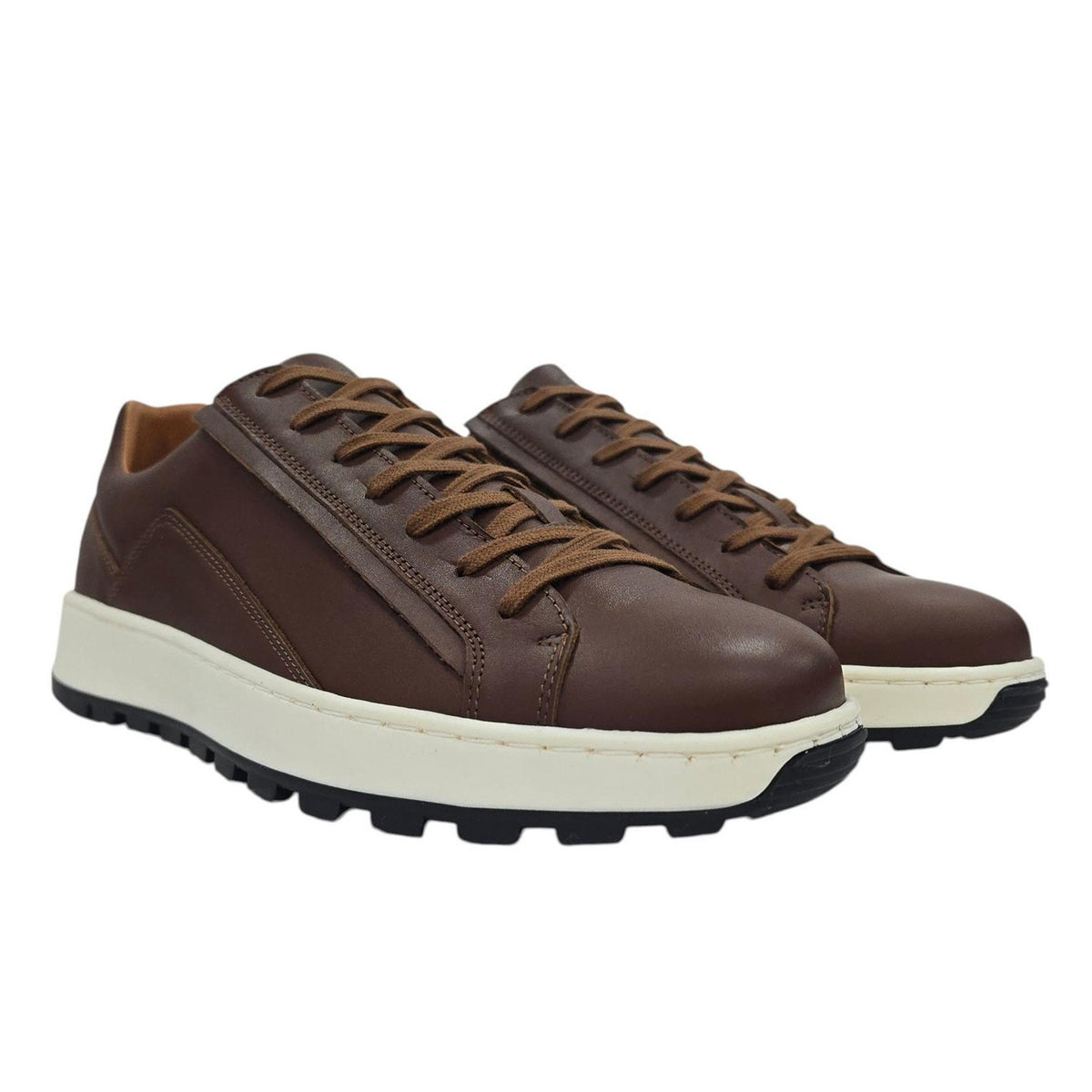 Brown - Front - Nicholas Deakins Mens Gilmore Leather Lace Up Trainers