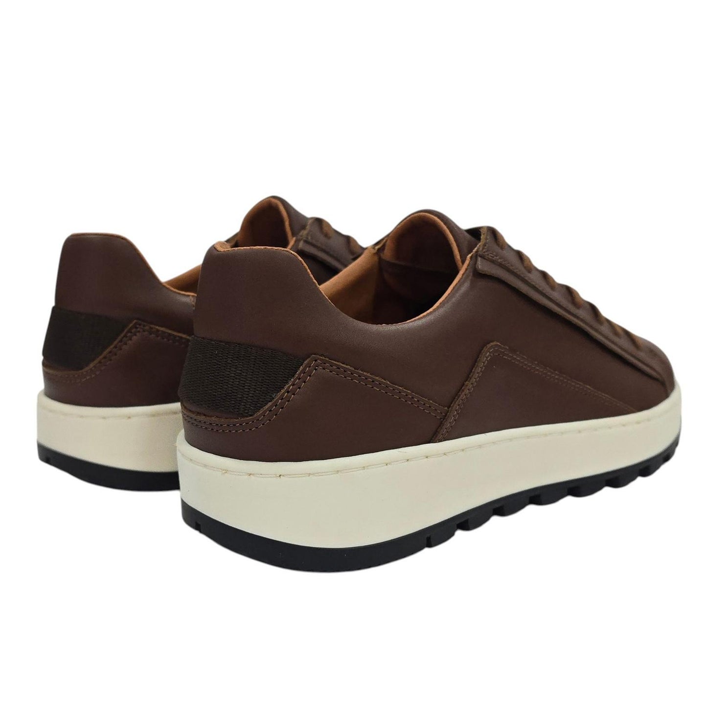 Brown - Back - Nicholas Deakins Mens Gilmore Leather Lace Up Trainers