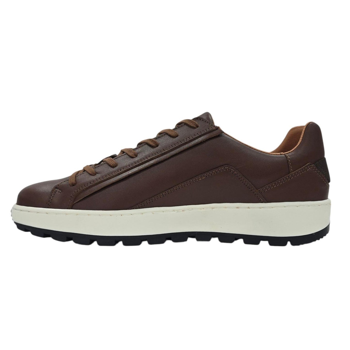 Brown - Side - Nicholas Deakins Mens Gilmore Leather Lace Up Trainers