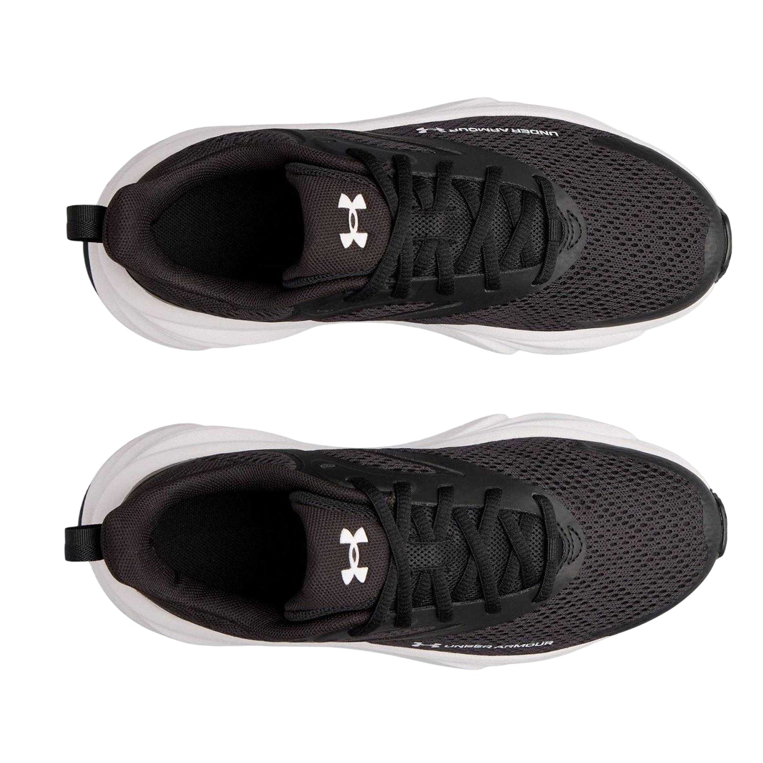 Black-White - Side - Under Armour Childrens-Kids Rogue 6 Trainers