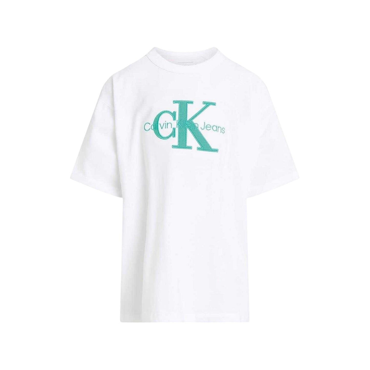 White - Front - Calvin Klein Childrens-Kids Jeans Appliqué T-Shirt