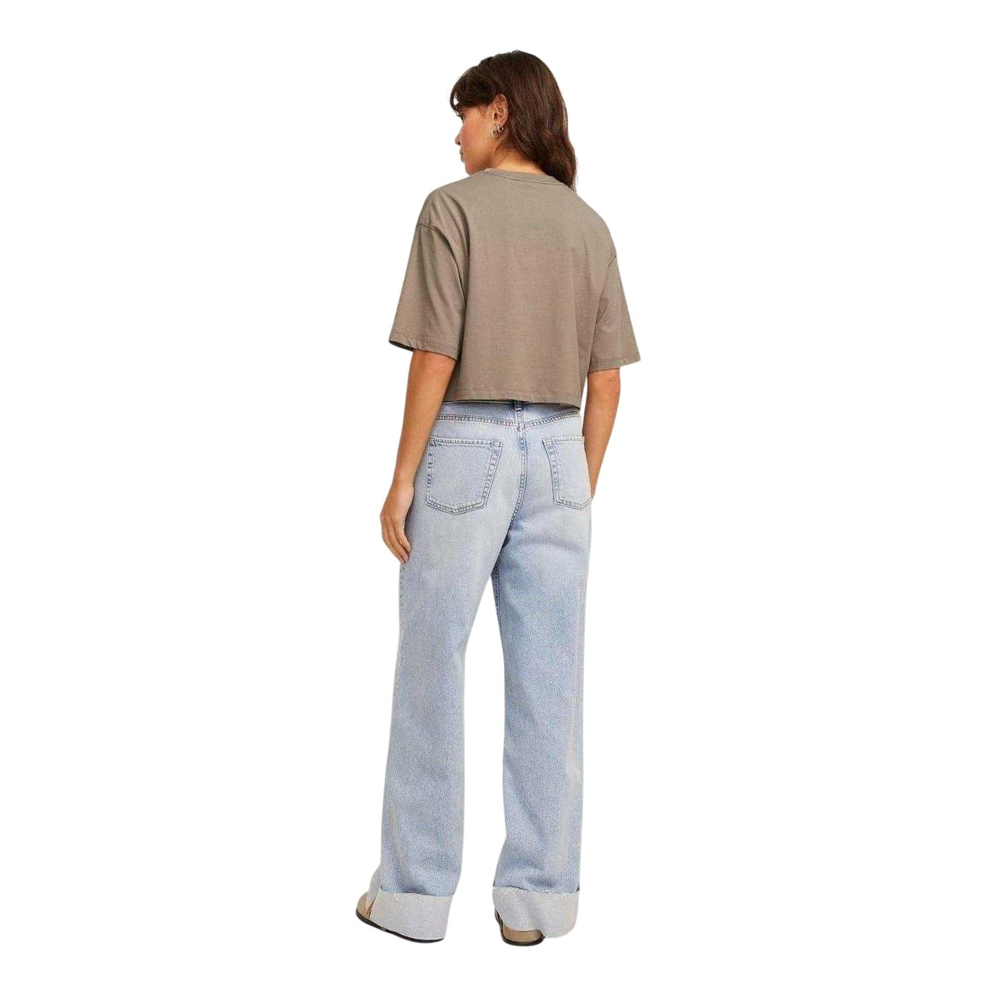 Brindle - Lifestyle - JJXX Womens-Ladies Plain Round Neck Loose Fit Crop Top