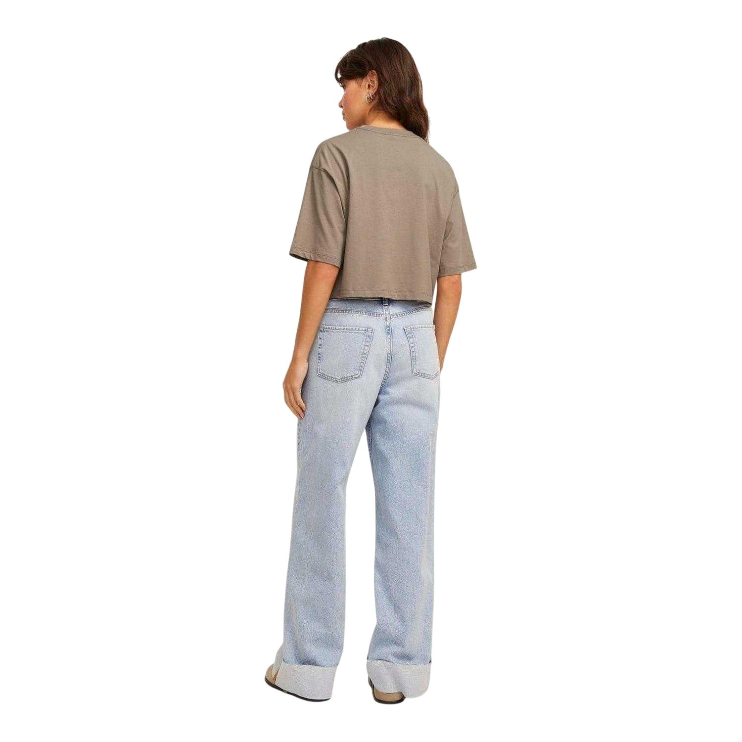 Brindle - Lifestyle - JJXX Womens-Ladies Plain Round Neck Loose Fit Crop Top