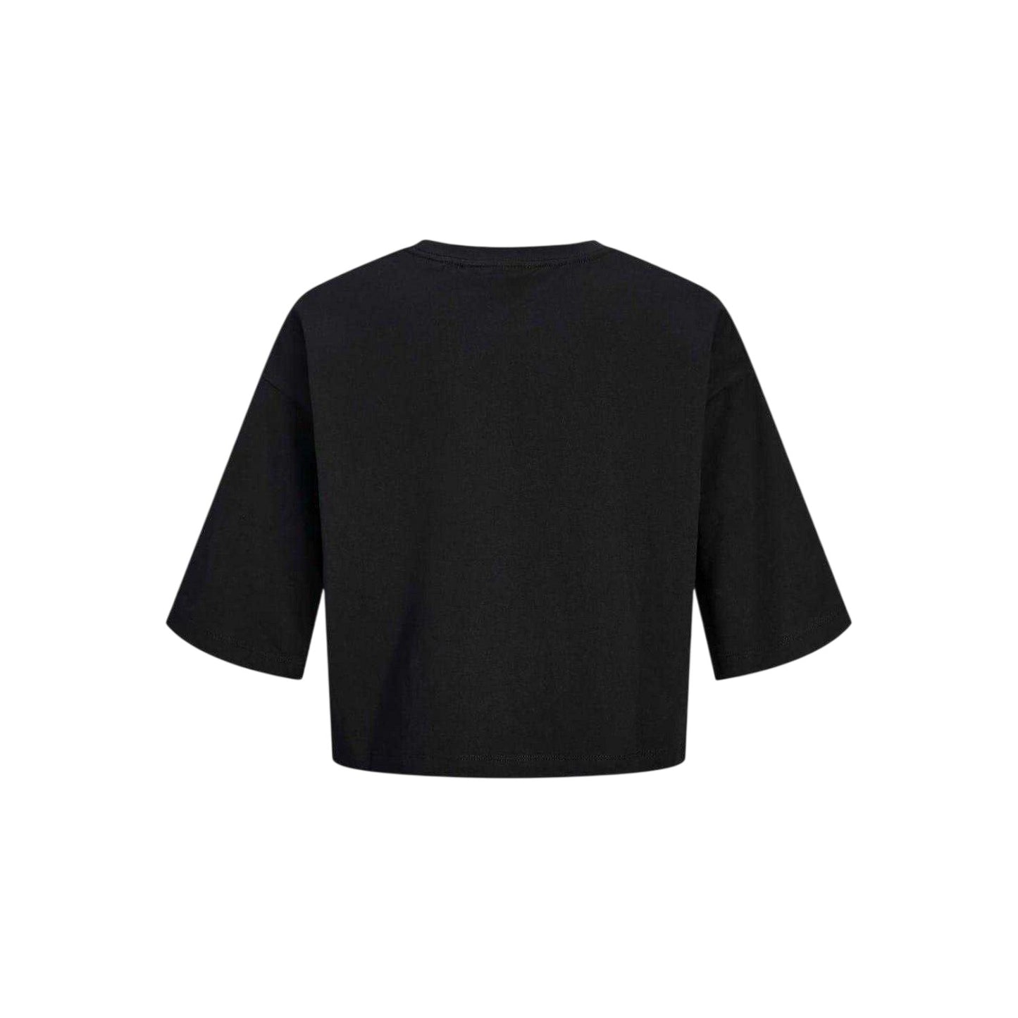 Black - Back - JJXX Womens-Ladies Plain Round Neck Loose Fit Crop Top