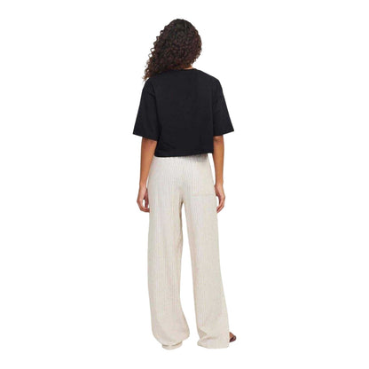 Black - Lifestyle - JJXX Womens-Ladies Plain Round Neck Loose Fit Crop Top