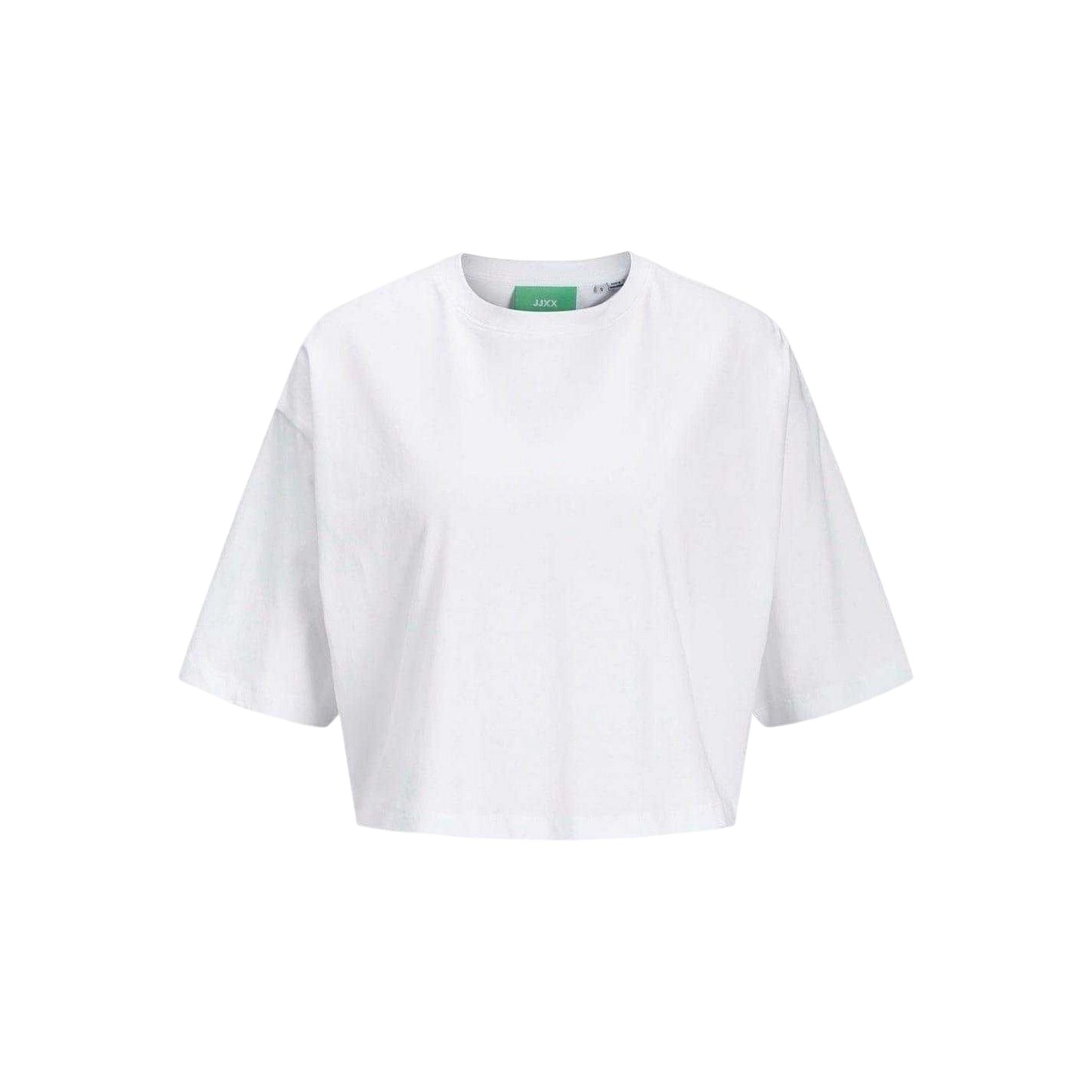 Bright White - Front - JJXX Womens-Ladies Plain Round Neck Loose Fit Crop Top