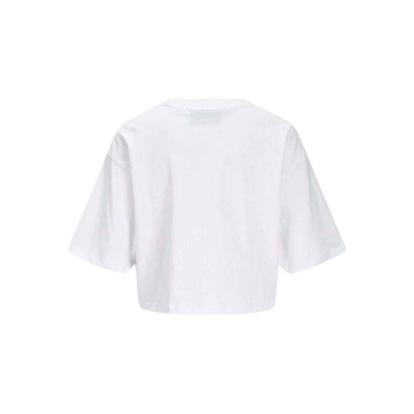 Bright White - Back - JJXX Womens-Ladies Plain Round Neck Loose Fit Crop Top