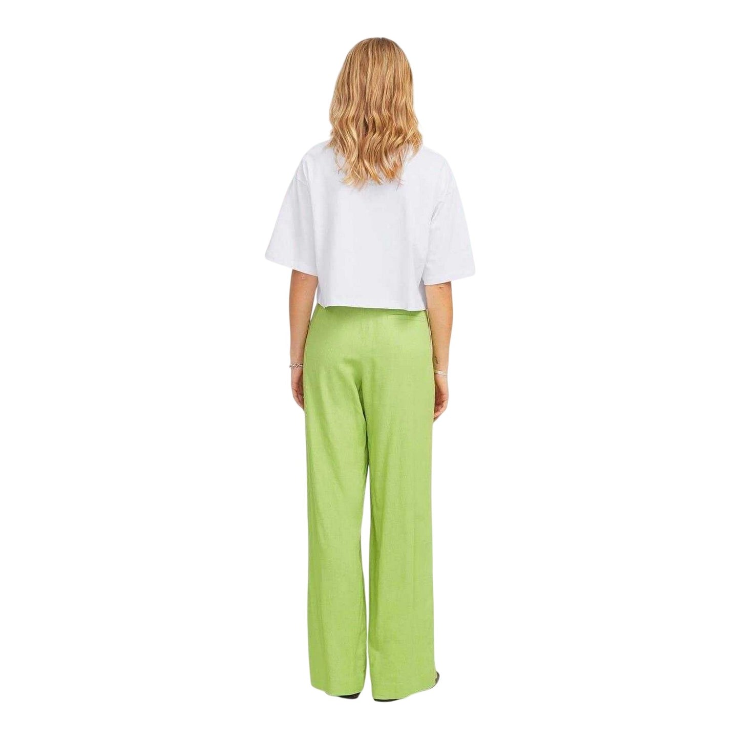 Bright White - Lifestyle - JJXX Womens-Ladies Plain Round Neck Loose Fit Crop Top