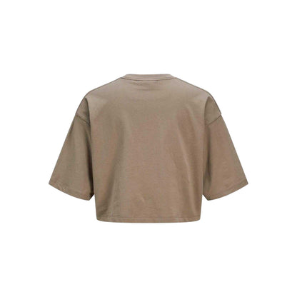Brindle - Back - JJXX Womens-Ladies Plain Round Neck Loose Fit Crop Top
