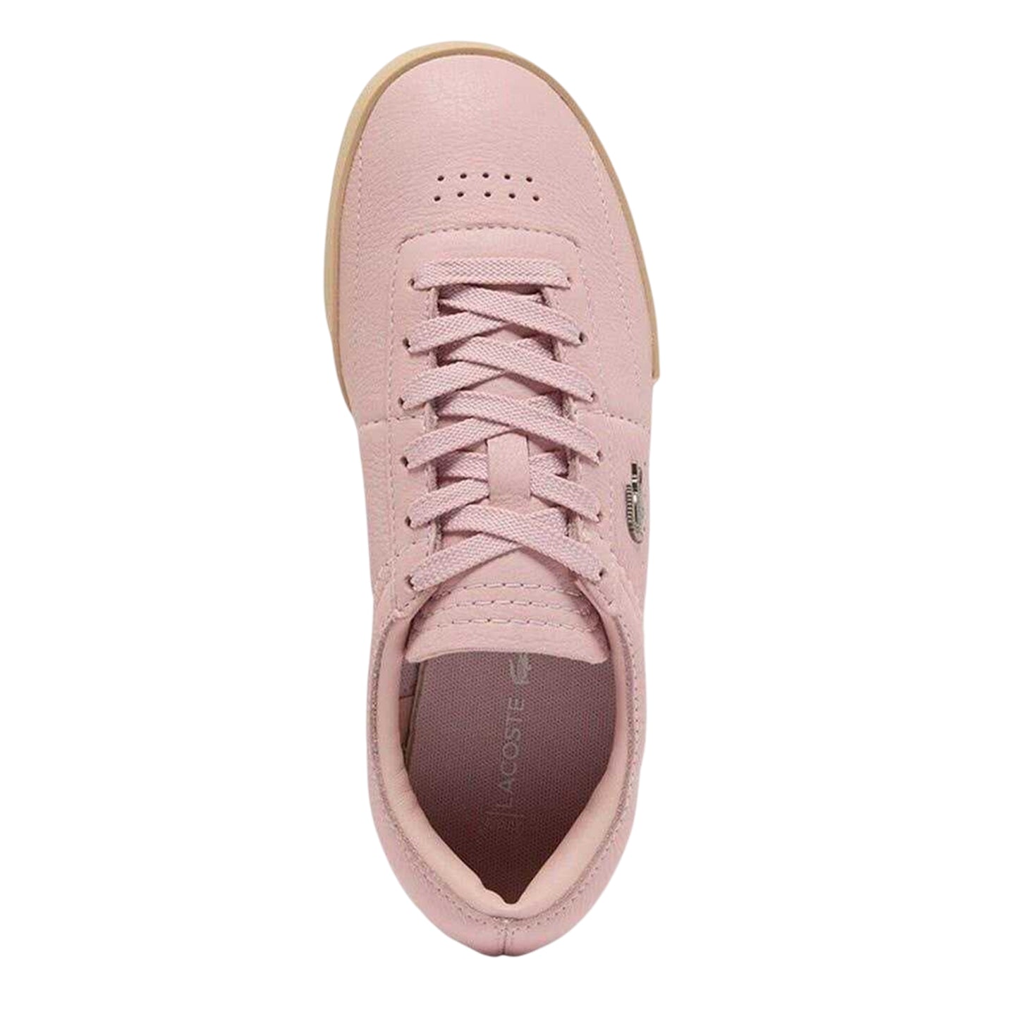Pink-Light Brown - Side - Lacoste Womens-Ladies Aura Leather Lace Up Trainers