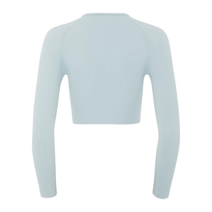 Light Blue - Back - HIIT Womens-Ladies Ribbed Slim Crop Sweatshirt