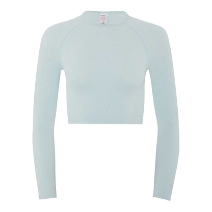 Light Blue - Front - HIIT Womens-Ladies Ribbed Slim Crop Sweatshirt