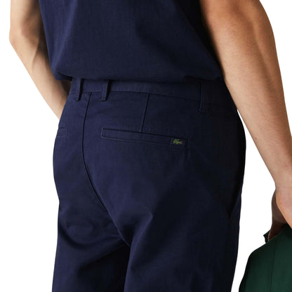 Navy - Side - Lacoste Mens Gabardine Stretch Slim Trousers