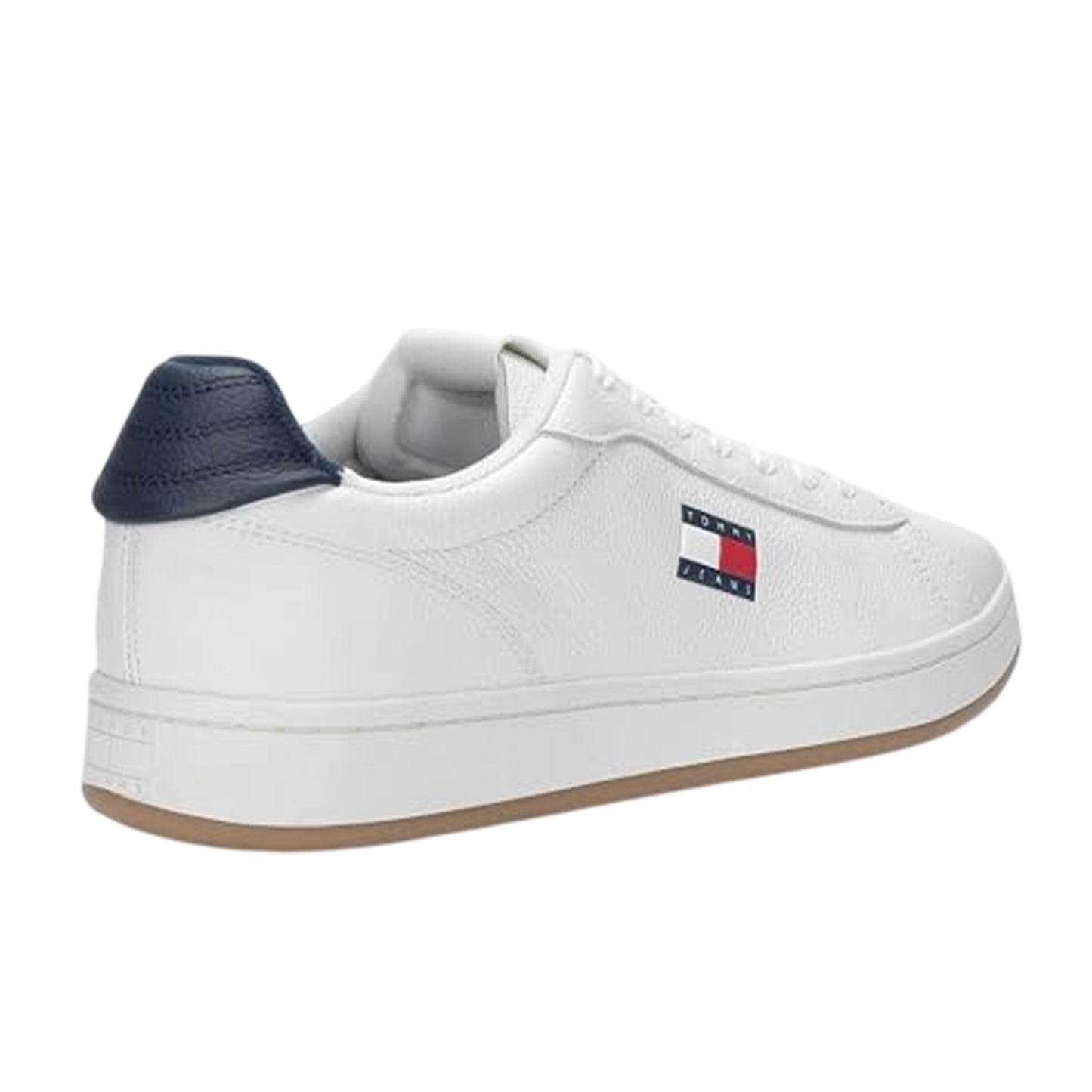 Ecru-Navy - Back - Tommy Jeans Womens-Ladies Archive 98 Elvatd Logo Leather Casual Trainers