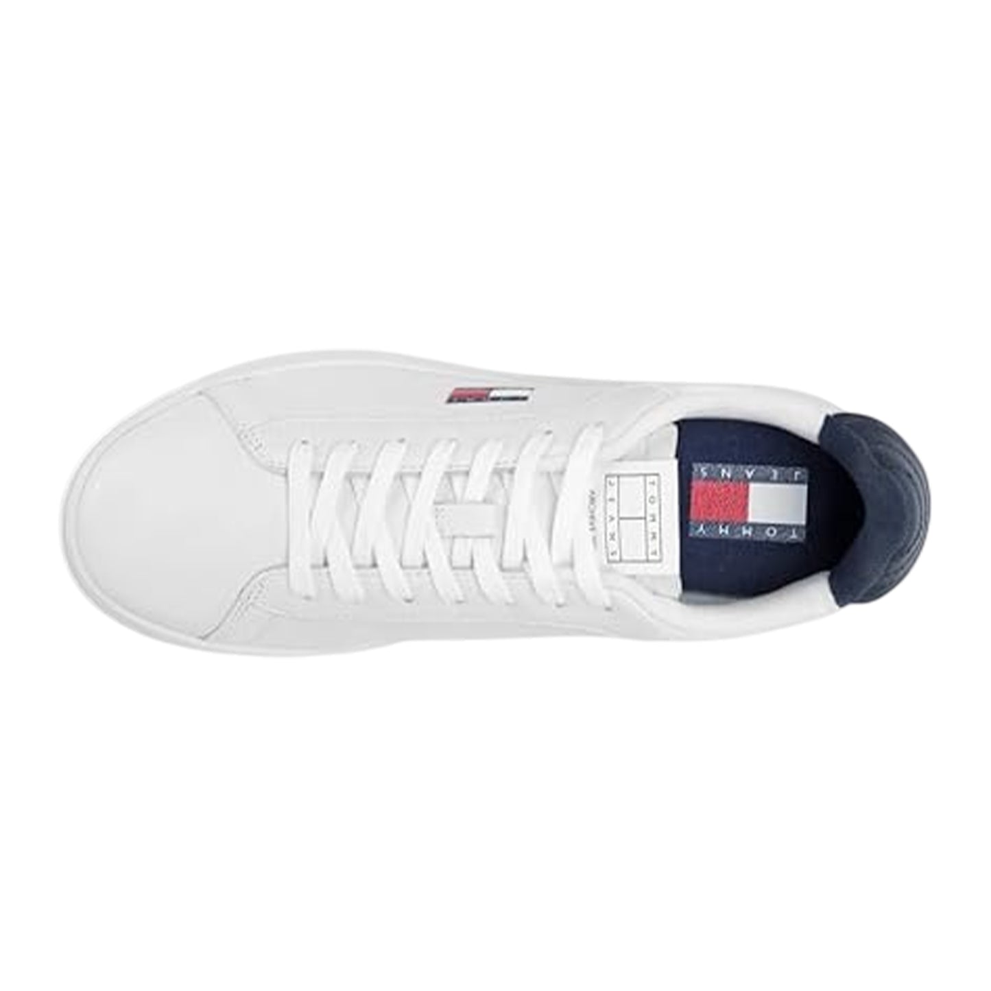 Ecru-Navy - Side - Tommy Jeans Womens-Ladies Archive 98 Elvatd Logo Leather Casual Trainers
