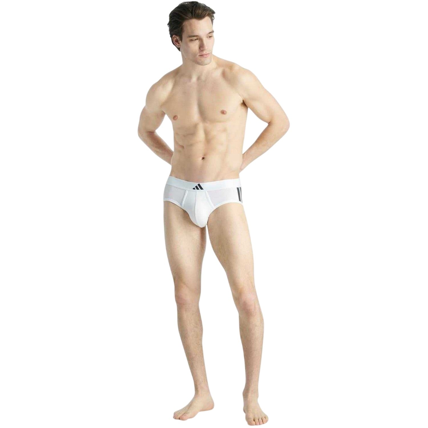 White-Black - Side - Adidas Mens Plain Briefs (Pack of 2)