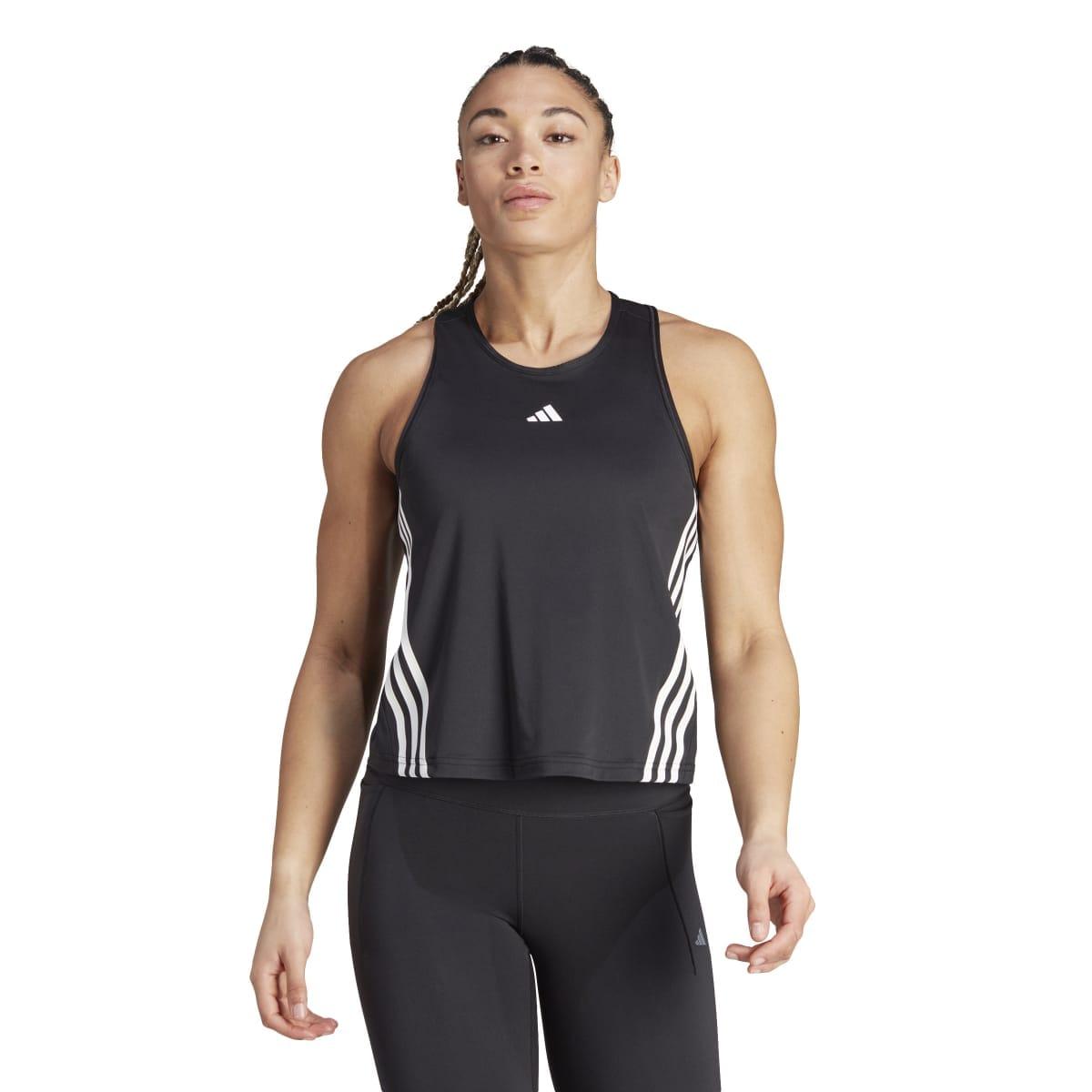 Black-White - Side - Adidas Womens-Ladies Hyperglam Aeroready Tank Top