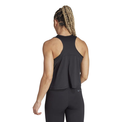 Black-White - Back - Adidas Womens-Ladies Hyperglam Aeroready Tank Top