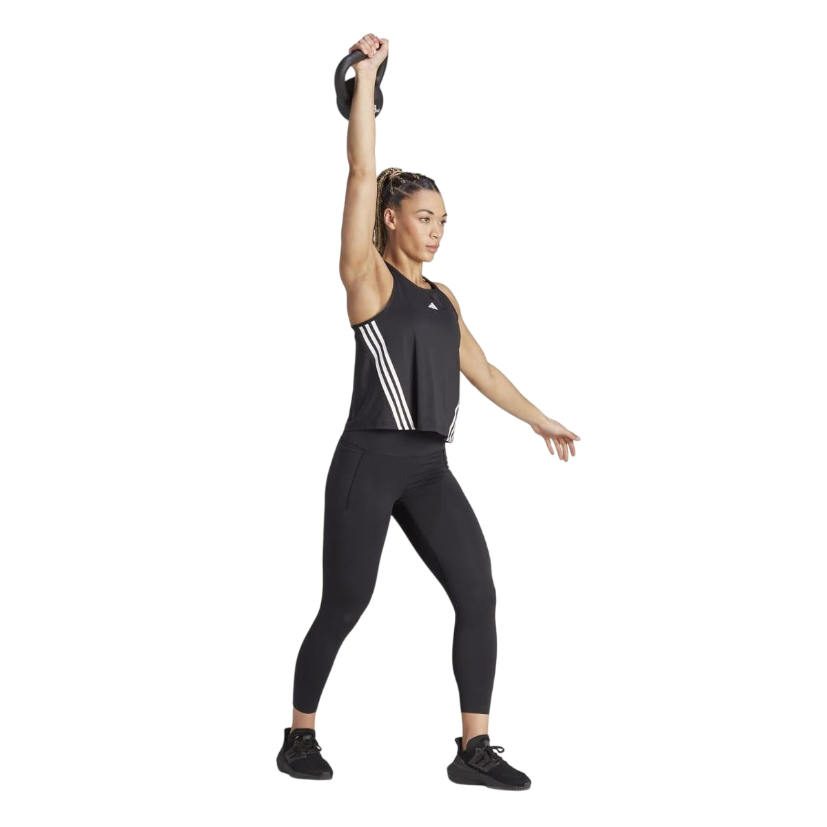 Black-White - Pack Shot - Adidas Womens-Ladies Hyperglam Aeroready Tank Top