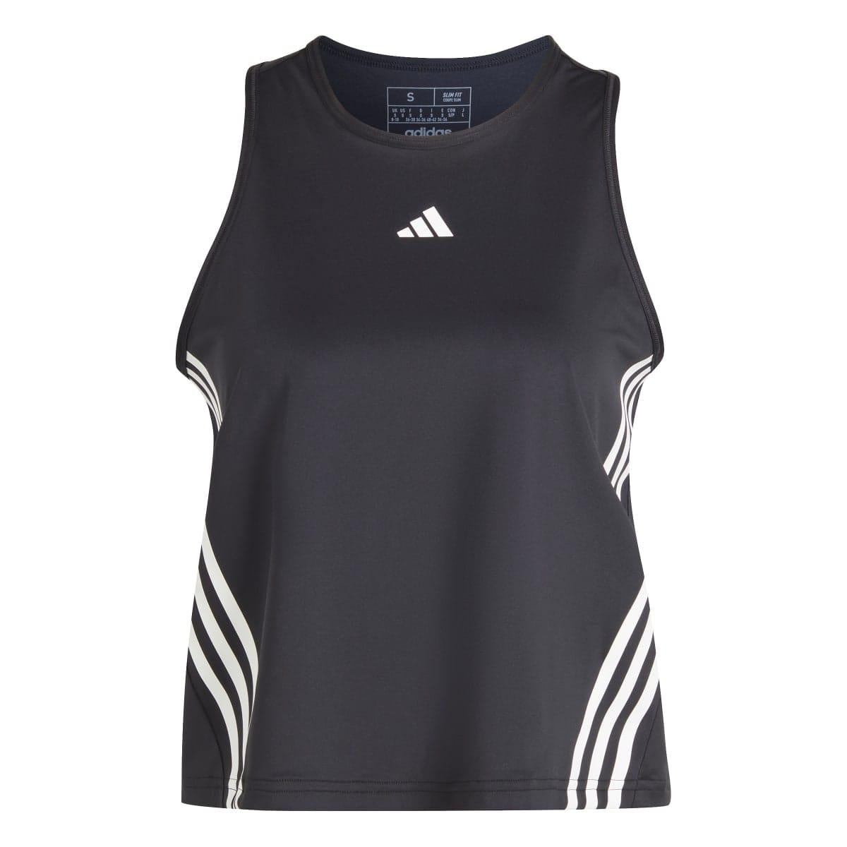 Black-White - Front - Adidas Womens-Ladies Hyperglam Aeroready Tank Top