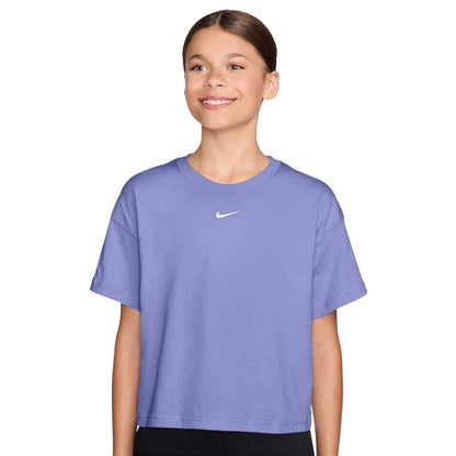 Light Thistle - Front - Nike Girls Swoosh Regular T-Shirt