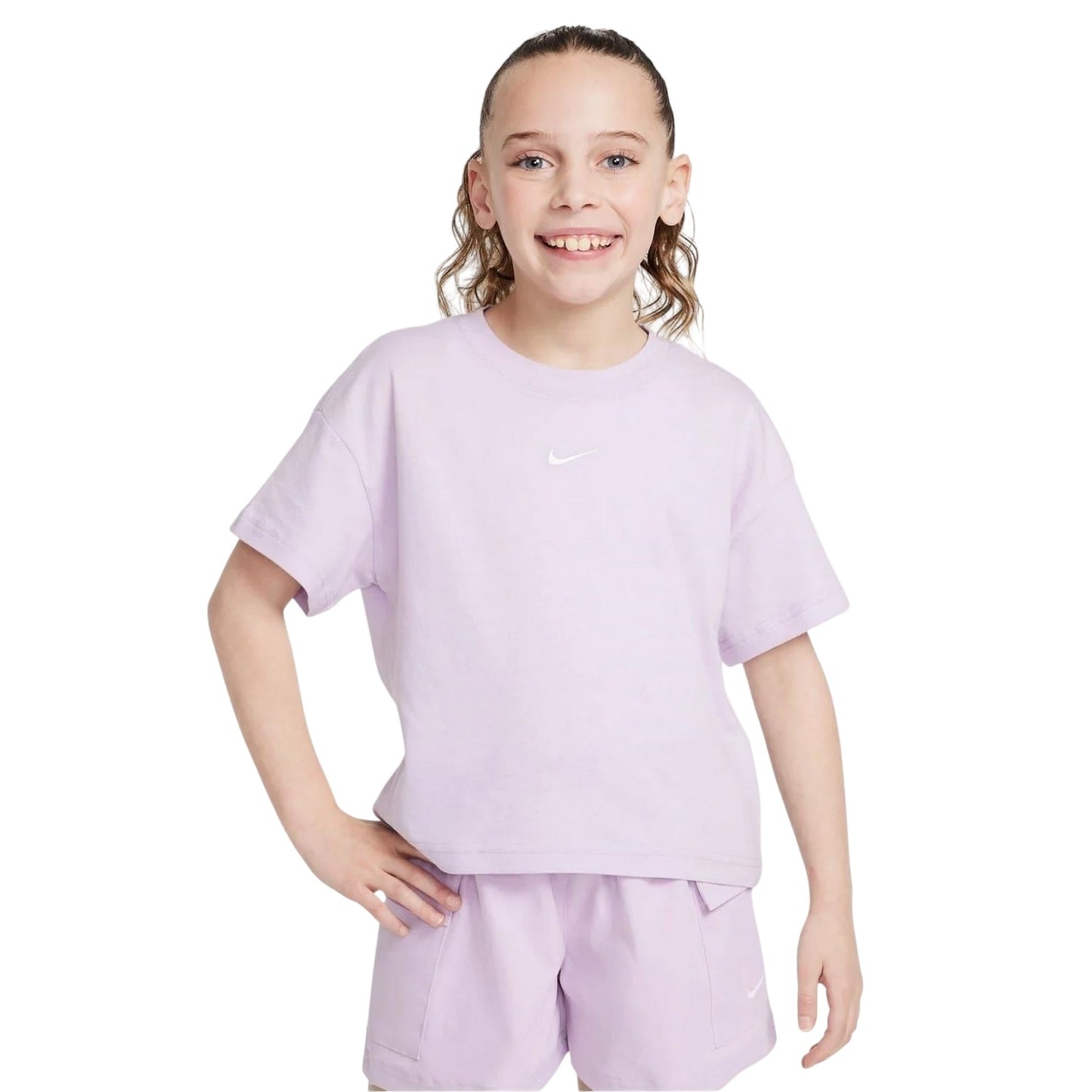 Purple - Front - Nike Girls Swoosh Regular T-Shirt