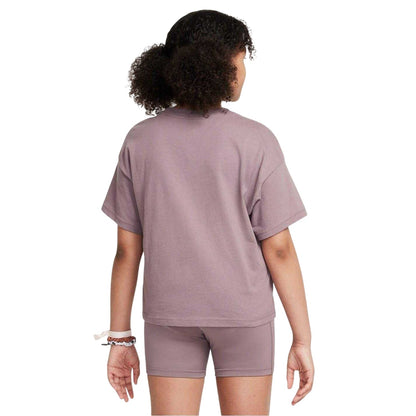Taupe Grey - Back - Nike Girls Swoosh Regular T-Shirt