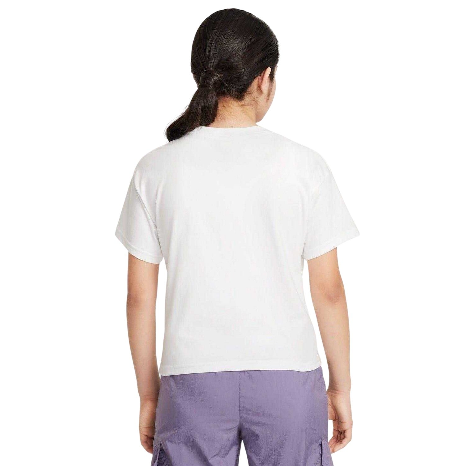 White-Black - Back - Nike Girls Swoosh Regular T-Shirt