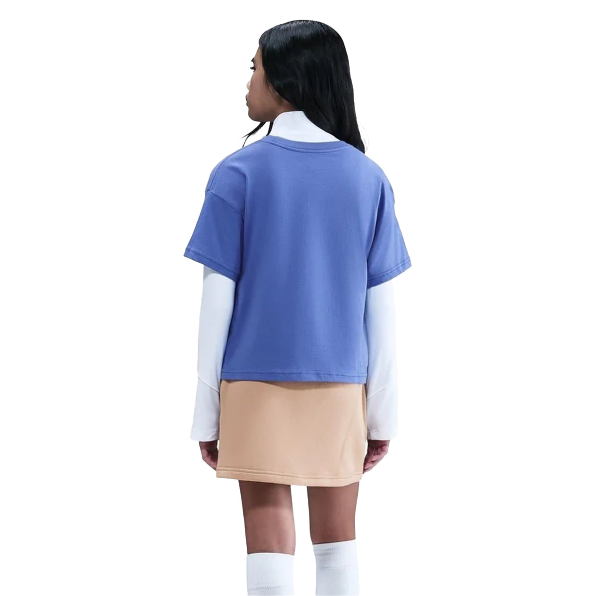 Mid Blue - Back - Nike Girls Swoosh Regular T-Shirt