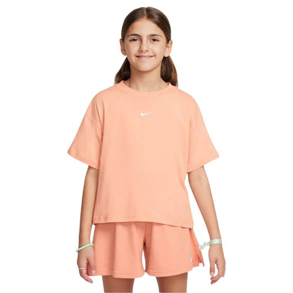 Apricot Agate - Front - Nike Girls Swoosh Regular T-Shirt