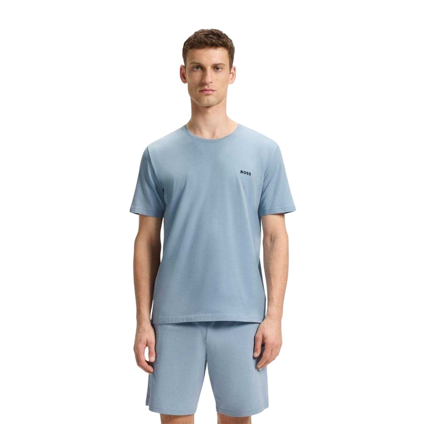 Blue - Side - Boss Mens Mixmatch Crew Neck Short-Sleeved T-Shirt