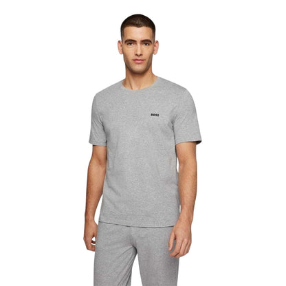 Medium Grey - Side - Boss Mens Mixmatch Crew Neck Short-Sleeved T-Shirt