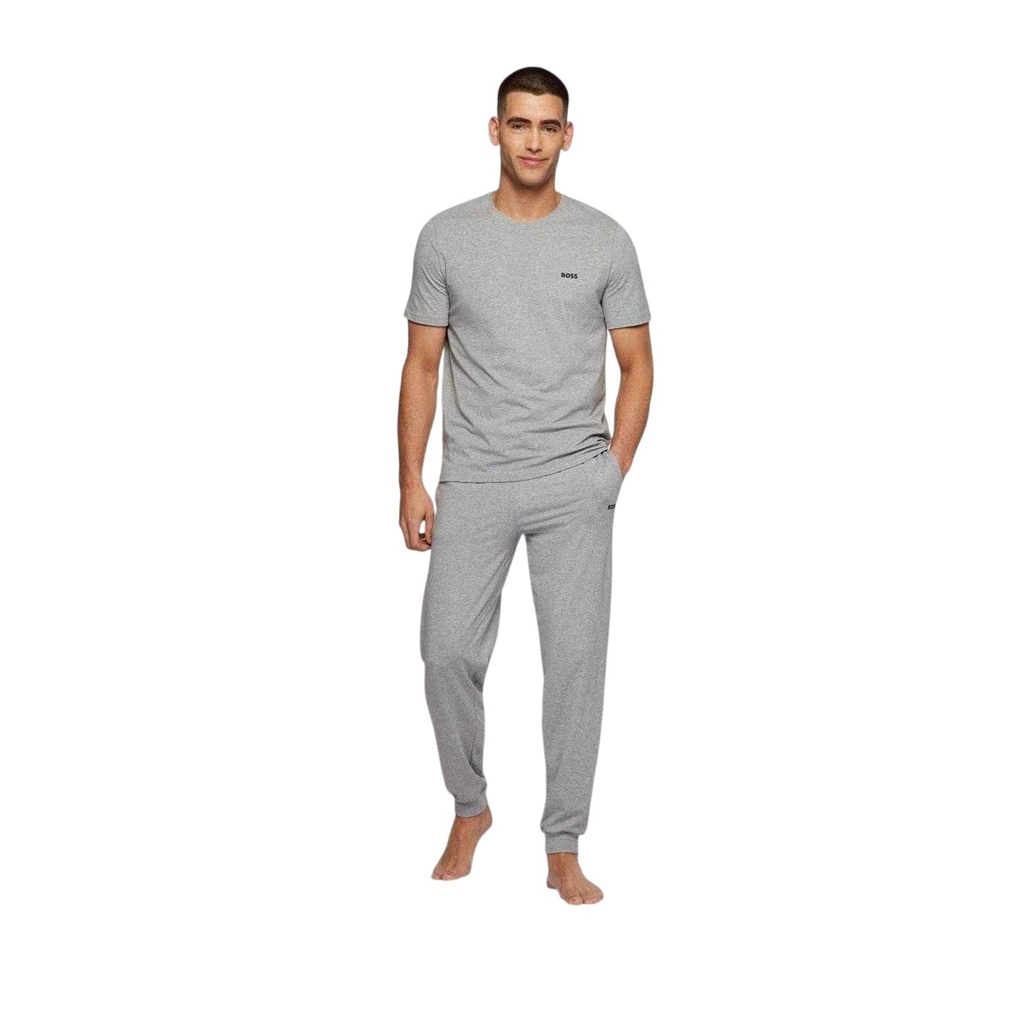 Medium Grey - Lifestyle - Boss Mens Mixmatch Crew Neck Short-Sleeved T-Shirt