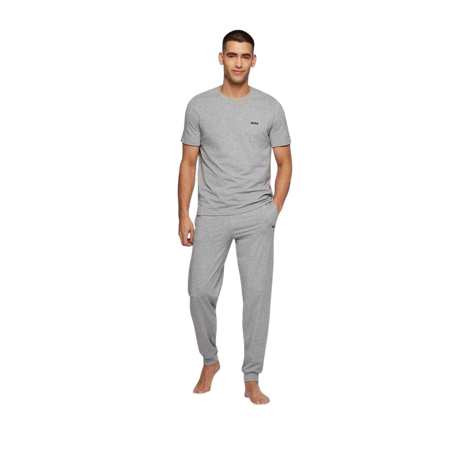 Medium Grey - Lifestyle - Boss Mens Mixmatch Crew Neck Short-Sleeved T-Shirt